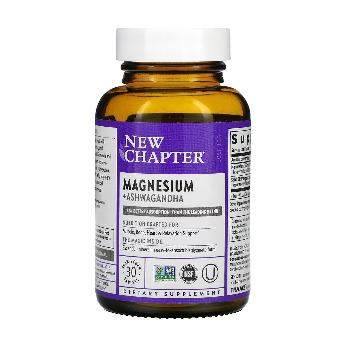 Магній та ашваганда New Chapter Magnesium + Ashwagandha, 30 вегетеріанських капсул